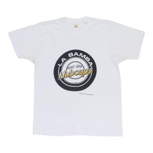vintage 1985 La Bamba and the Hubcaps Shirt, 80s Vintage Graphic Shirt, Mens Size Large, White Vintage Tee