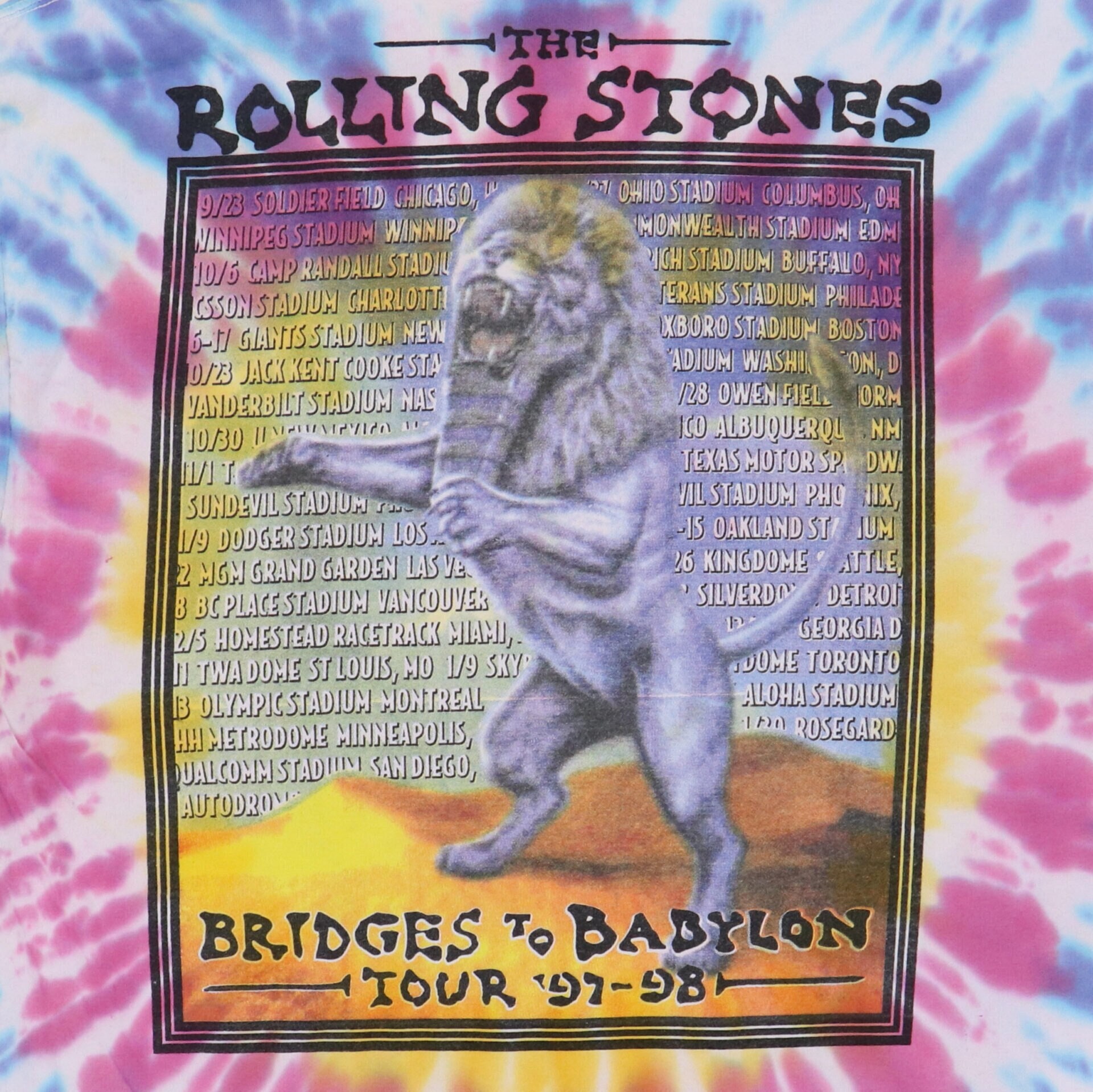 Vintage 1997 Rolling Stones Bridges to Babylon Tie Dye Tour