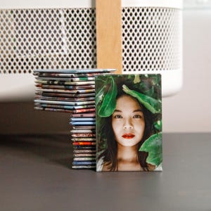 Personalized Square Rectangle Button Magnets: Family Photos, Kitchen Decor, Welcome Favors, Keepsake Gifts