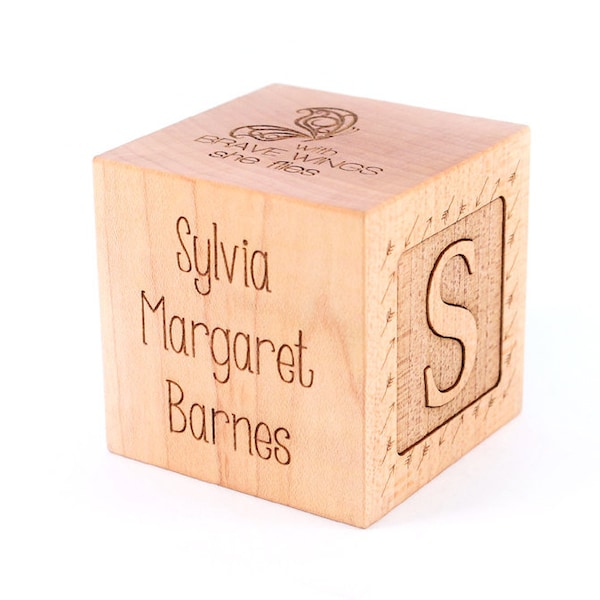 Personalized Girl Birth Block – Engraved Natural Maple Keepsake