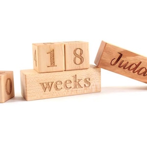 photography prop age blocks - wooden blocks to document baby's age with optional personalized block, newborn photo prop