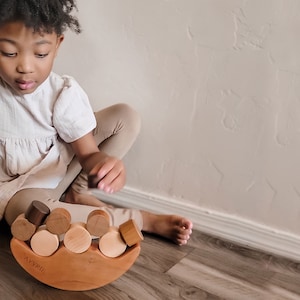 Smiling Moon BALANCER personalized stacking and balancing wooden game, an educational learning toy set for little ones and young-at-heart image 4