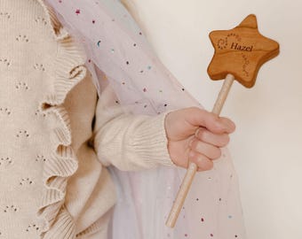 wooden MAGIC WAND - an all natural, woodland fairy imagination toy, waldorf-inspired free play for boy or girl, homegrown organic finish