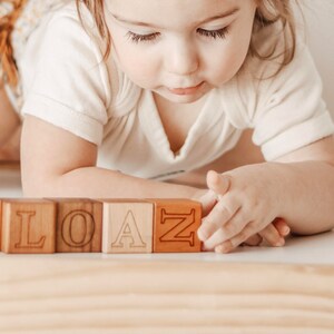 26-piece wooden ALPHABET BLOCK set natural hardwood letter blocks, an educational and eco-friendly classic gift for boy or girl image 6