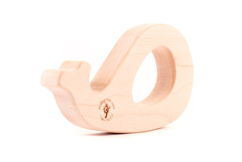 organic whale wood TEETHER an all natural, heirloom wooden toy for safe teething and grasping image 4