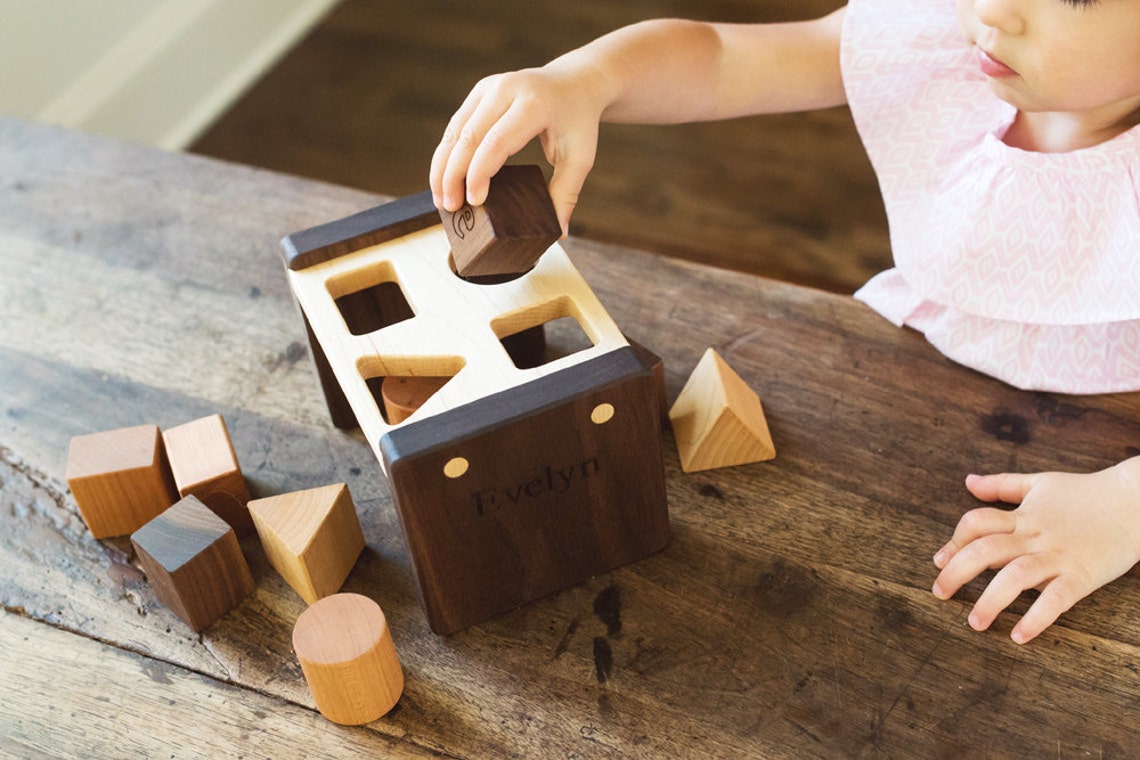 Shape Sorter a Personalized Wooden Shape Sorting Toy With Etsy