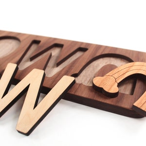 wooden name puzzle a personalized wood toy for child, custom cutout wood alphabet letters and educational toy you choose 3-9 characters image 2