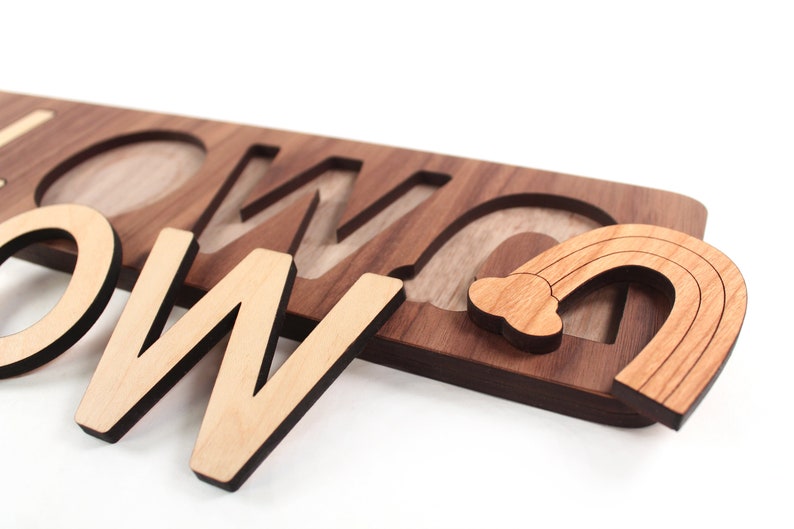 wooden name puzzle a personalized wood toy for child, custom cutout wood alphabet letters and educational toy you choose 3-9 characters image 2