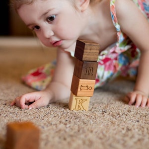 26-piece wooden ALPHABET BLOCK set natural hardwood letter blocks, an educational and eco-friendly classic gift for boy or girl image 5