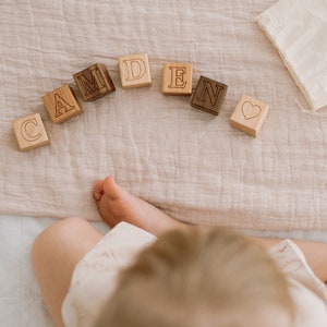 personalized wooden name block sets natural wood toys, hardwood letter alphabet blocks for baby and toddler, any number 1 40 blocks image 6
