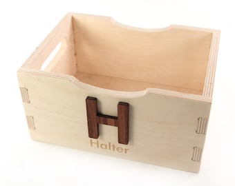 caisse à jouets en bois - boîte en bois personnalisée pour blocs et jouets - fait main, entièrement naturel, cadeau souvenir garçon ou fille, cadeau de Noël pour tout-petit