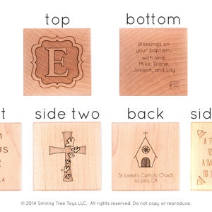 personalized BAPTISM BLOCK a solid hardwood heirloom christening gift, keepsake wood baby block, extra large with six sides engraved image 4