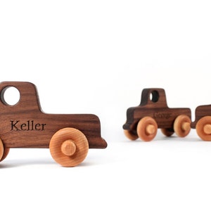 OLD-SCHOOL TRUCK a natural and eco-friendly wooden toy car made with sustainable hardwood toddler or preschooler toy image 3