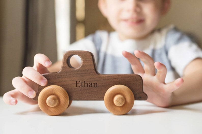 OLD-SCHOOL TRUCK a natural and eco-friendly wooden toy car made with sustainable hardwood toddler or preschooler toy image 4