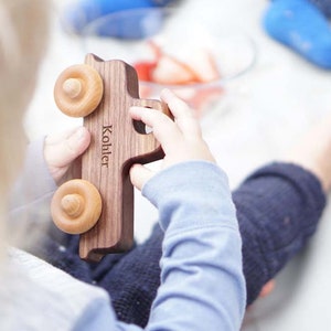 OLD-SCHOOL TRUCK a natural and eco-friendly wooden toy car made with sustainable hardwood toddler or preschooler toy image 2