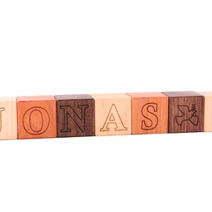 BAPTISM NAME BLOCKS personalized baby or child's christening or dedication gift wood letter blocks with Christian symbols image 4