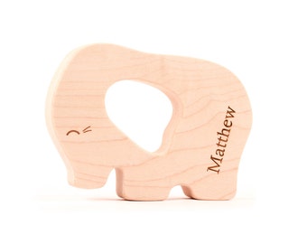 all natural elephant TEETHER TOY - a personalized heirloom gift for new baby and natural parenting, handcrafted and organic