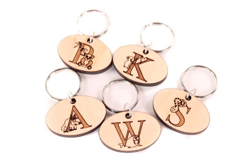 personalized ZIPPER CHARM you choose ANY letter custom, eco-friendly wooden name tag / zipper pull for kids' coat, backpack, lunch box image 8