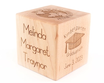 Personalized Kindergarten Graduation Wood Block – Custom Engraved Keepsake