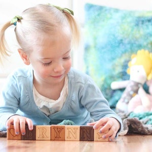 personalized wooden name block sets natural wood toys, hardwood letter alphabet blocks for baby and toddler, any number 1 40 blocks zdjęcie 8