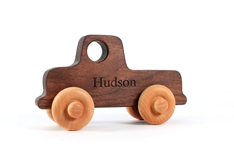 OLD-SCHOOL TRUCK - a natural and eco-friendly wooden toy car made with sustainable hardwood - toddler or preschooler toy