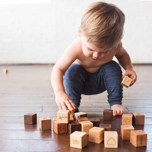 26-piece PICTURE ALPHABET block set natural wooden toy blocks with letters, pictures, words educational first birthday or toddler gift image 6