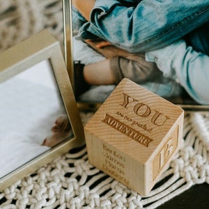 personalized BOY BIRTH BLOCK a solid hardwood keepsake block for baby, heirloom gift with birth details, extra large, six sides engraved image 8