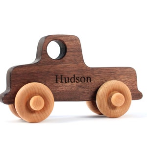 three wooden TOY CARS an all natural keepsake gift set for baby and toddler organically finished hardwood toy truck, racer, and love bug image 4