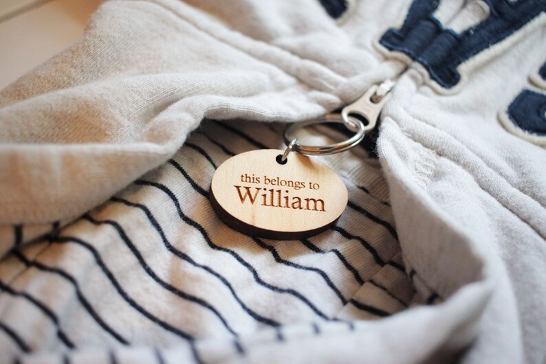 personalized ZIPPER CHARM you choose ANY letter custom, eco-friendly wooden name tag / zipper pull for kids' coat, backpack, lunch box image 2