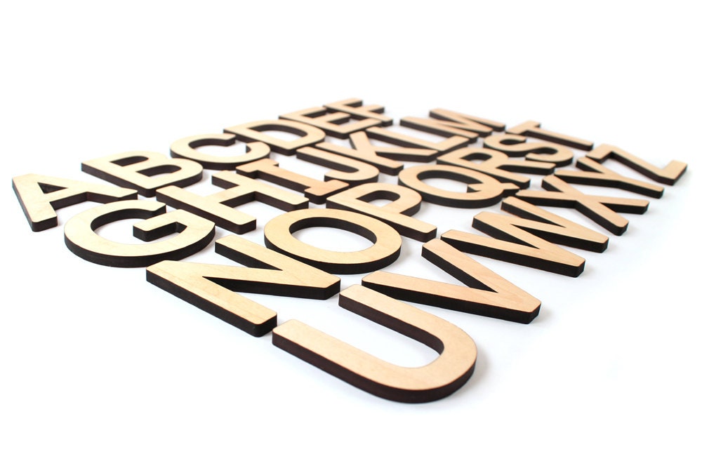 Uppercase Alphabet Letter Set Natural Cut Out Wooden Letters Etsy