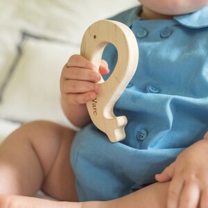 organic whale wood TEETHER an all natural, heirloom wooden toy for safe teething and grasping image 2