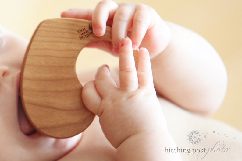 organic cross RATTLE a natural wooden baptismal gift for boy or girl, organically finished cute and eco-friendly christening present image 5