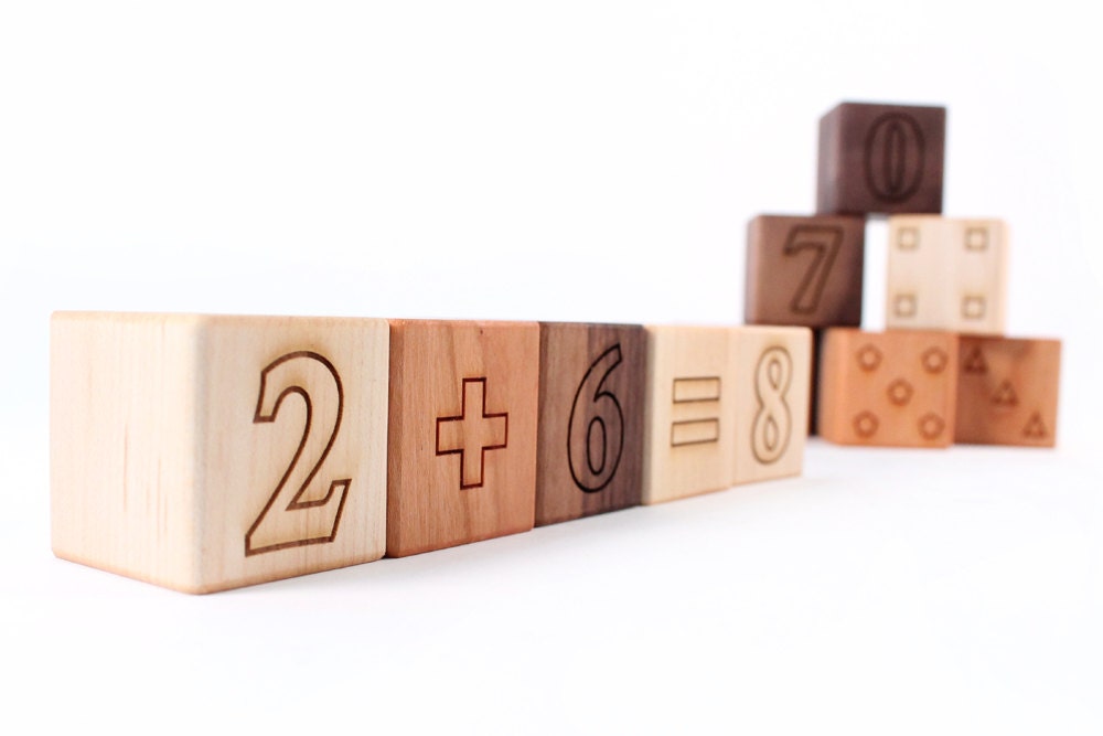 12-piece MATH BLOCKS Set - All Natural and Educational Hardwood Toys ...