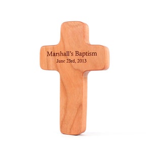 organic cross RATTLE a natural wooden baptismal gift for boy or girl, organically finished cute and eco-friendly christening present image 3