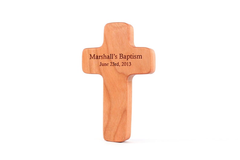 organic cross RATTLE a natural wooden baptismal gift for boy or girl, organically finished cute and eco-friendly christening present image 3