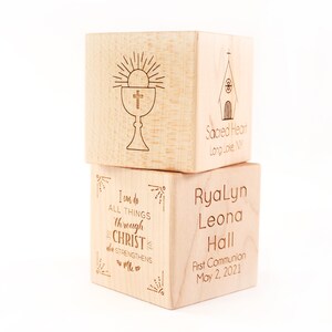 First Communion Gift for godchild personalized keepsake block Smiling Tree Toys