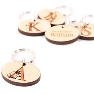 personalized ZIPPER CHARM you choose ANY letter custom, eco-friendly wooden name tag / zipper pull for kids' coat, backpack, lunch box image 4