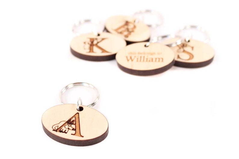 personalized ZIPPER CHARM you choose ANY letter custom, eco-friendly wooden name tag / zipper pull for kids' coat, backpack, lunch box image 4