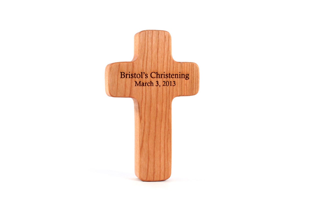 Organic Cross RATTLE a Natural Wooden Baptismal Gift for Boy or Girl