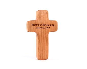 Personalized Wooden Cross Rattle - Baptism, Christening, or Dedication Gift, Organic Finish