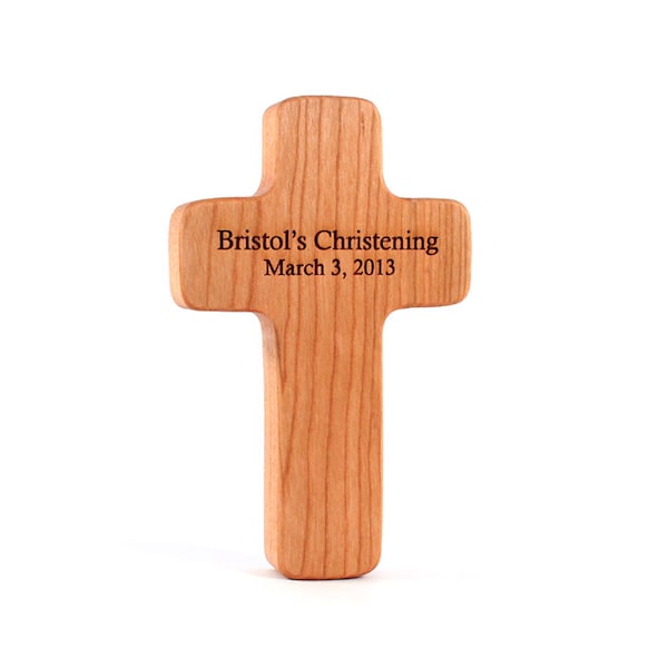 organic cross RATTLE  - a natural wooden baptismal gift for boy or girl, organically finished cute and eco-friendly christening present