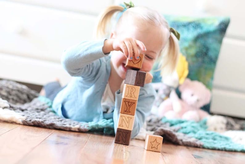 BAPTISM NAME BLOCKS personalized baby or child's christening or dedication gift wood letter blocks with Christian symbols image 6