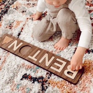 wooden name puzzle a personalized wood toy for child, custom cutout wood alphabet letters and educational toy you choose 3-9 characters image 4