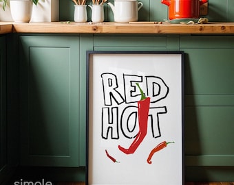 Lámina artística de cocina con chile / Diseño dibujado a mano para imprimir (Descarga digital)