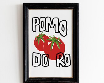 Pomodoro Tomato Print | Italian Kitchen Hand Drawn Wall Art (Digital Download)