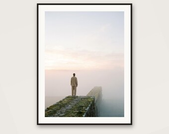 Misty Bridge Wall Art | Surreal Foggy Landscape Print (Digital Download)