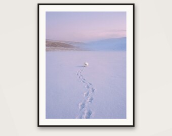 Footprints in the Snow Art Print | Minimalist Winter Landscape (Digital Download)