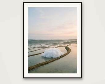 Cloud in the Rice Terrace Art Print | Surreal Dawn Landscape (Digital Download)