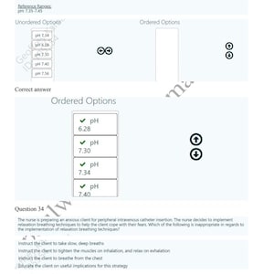Könnte beinhalten: Ein weißes Dokument mit medizinischen Fragen und Antworten. Die Fragen betreffen pH-Werte und Entspannungstechniken für Patienten. Die richtigen Antworten sind mit Häkchen markiert. Der Text enthält pH-Werte und Anweisungen.