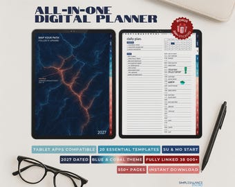 Agenda digital 2027 para iPad y Android / Organizador de vida todo en uno con hipervínculos (descarga digital)